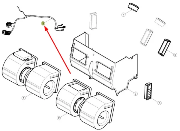 Oryginalny przewód elektryczny, o numerze katalogowym 6005029317, stosowany ciągnikach rolniczych marek Claas oraz Renault.-schemat