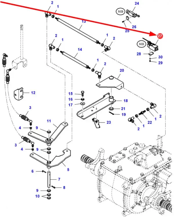 Oryginalny przełącznik pozycji o numerze katalogowym 7059868M91, stosowany w kombajnach zbożowych marki Fendt, Massey Ferguson, Laverda oraz Challenger schemat.