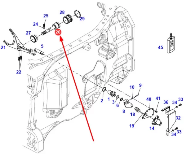 Oryginalny cylinder hydrauliczny o numerze katalogowym 926103080010, stosowany w ciągnikach rolniczych marek Fendt, Massey Ferguson, Valtra oraz Challenger.-schemat