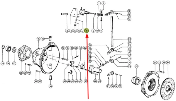 Oryginalny wysprzęglik o numerze katalogowym 064479.00, stosowany w kombajnach zbożowych oraz sieczkarniach marki Claas.-schemat