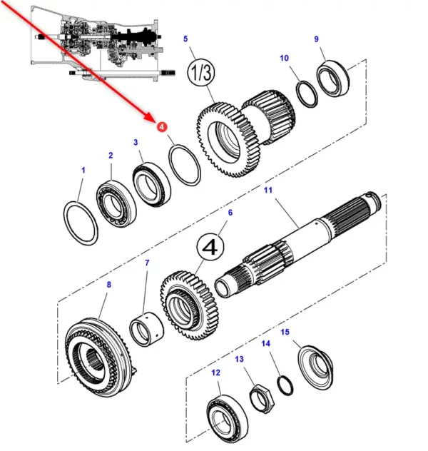 Oryginalna podkładka dystansowa o grubości 0,8 mm i numerze katalogowym 3795633M1, stosowana w ciągnikach rolniczych marek Massey Ferguson, Valtra i Challenger. schemat