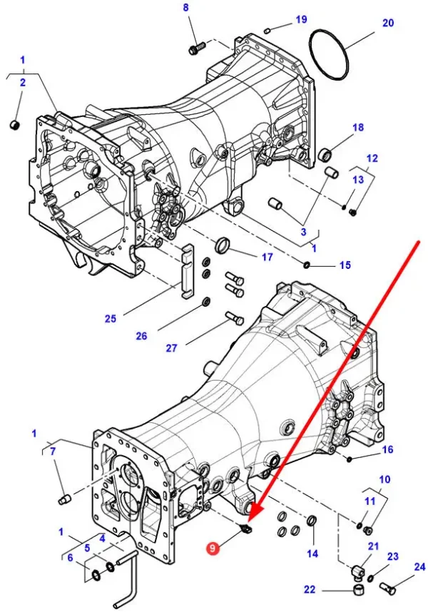 Oryginalny czujnik temperatury o numerze katalogowym 4358296M1, stosowany w ciągnikach marki Massey Ferguson.-schemat