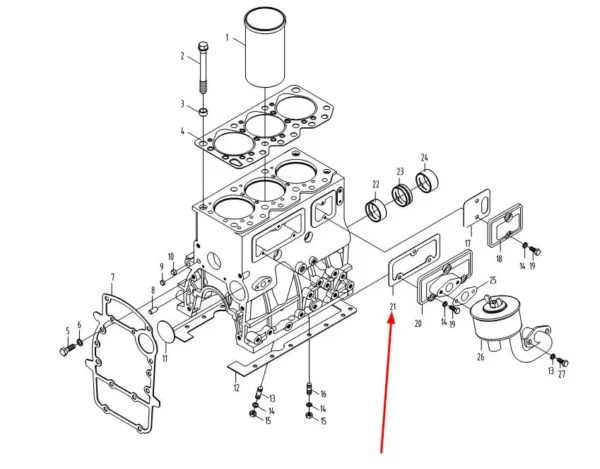 Oryginalna uszczelka mocowania filtra powietrza o numerze katalogowym LL480-01014M1, stosowana w ciągnikach rolniczych marek Arbos i Lovol.-schemat