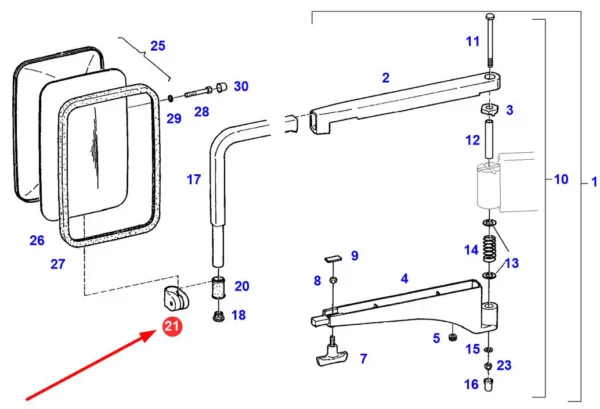 Oryginalny zestaw mocowania lusterka o numerze katalogowym F816810150190, stosowany w ciągnikach rolniczych marki Fendt.-schemat