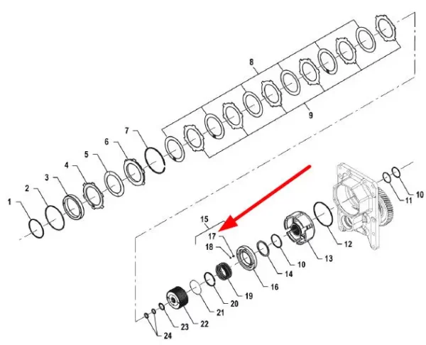 Oryginalny wkręt dociskowy M6 x 1.0 x 7 sprzęgła WOM o numerze katalogowym P5P41101115, stosowany w ciągnikach rolniczych marki Arbos.-schemat