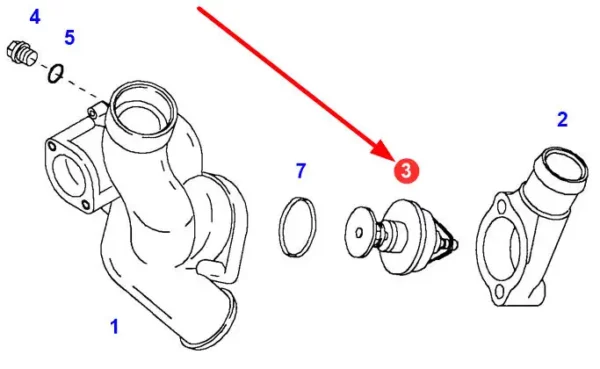 Termostat o numerze katalogowym 74706065, stosowany w ciągnikach rolniczych marki Fendt schemat.