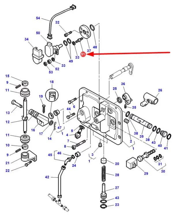 Oryginalny amortyzator metalowo-gumowy , o numerze katalogowym 3792225M1, stosowany w ciągnikach rolniczych marki Massey Ferguson.-schemat