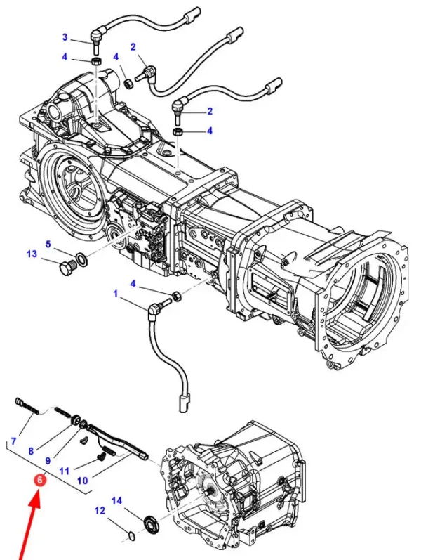 Oryginalny czujnik PowerBoost kompletny ze wspornikiem o numerze katalogowym 4308785M13, stosowany w ciągnikach rolniczych marek Massey Ferguson oraz Challenger schemat.