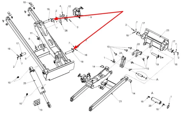 Oryginalny sworzeń metalowy o wymiarach 30 x 140 i numerze katalogowym C271577, stosowany w ładowarkach marki MultiOne schemat.