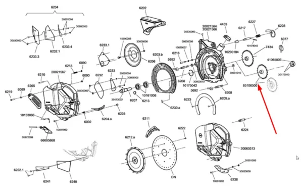 Oryginalne koło zębate sprzęgła 24z, o numerze katalogowym 64027039, stosowane w siewnikach marki Monosem.-schemat
