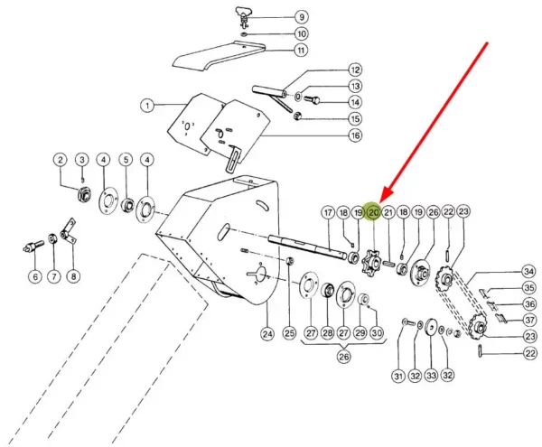 Koło zębatego przenośnika zbożowego o 7 zębach marki Tagex o numerze katalogowym 678856.3, stosowany w kombajnach zbożowych marki Claas.-schemat