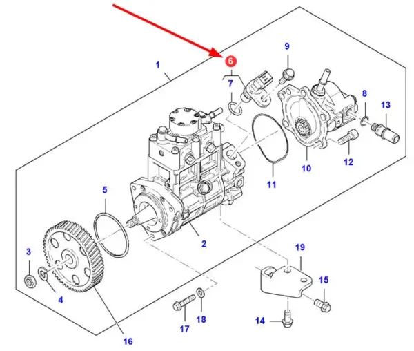 Czujnik obrotów, o numerze katalogowym 4226444M91, stosowany w ciągnikach rolniczych i ładowarkach marki Massey Ferguson.-schemat