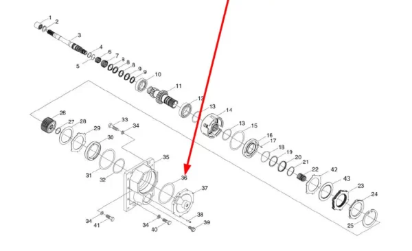 Oryginalny pierścień oring o wymiarach 148 x 2.2 i numerze katalogowym TB1S411010040K, stosowany w ciągnikach rolniczych marek Arbos oraz Lovol schemat.