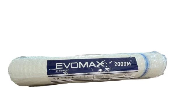 Oryginalna siatka rolnicza Evomax o długości 2000 metrów i szerokości 123 cm numerze katalogowym 2000/123/E marki Cotesi.