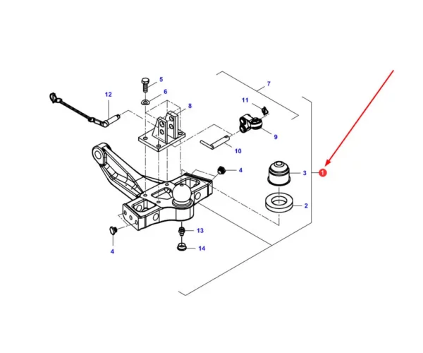 Oryginalny zaczep kulowy K80, o numerze katalogowym 0098154600000, stosowany w ciągnikach rolniczych marek Massey Ferguson oraz Valtra.-schemat