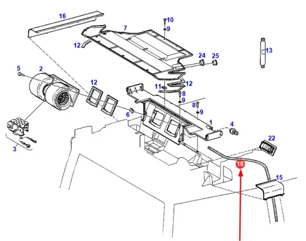 Oryginalny przewód nawiewu o numerze katalogowym X325100082700, stosowany w ciągnikach rolniczych marki Fendt schemat.