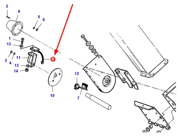 Oryginalny czujnik obrotów, o numerze katalogowym 321562900, stosowany w  kombajnach zbożowych marek Massey Ferguson, Fendt, Challenger oraz Laverda.-schemat
