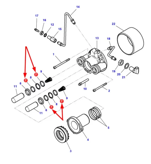 Oryginalne uszczelnienie gumowe o wymiarach 4 x 95 x 1,5 i numerze katalogowym 4314282M3, stosowane w ciągnikach rolniczych marki Massey Ferguson schemat.