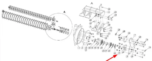 Oryginalna obudowa łożyska o wymiarach 85 x 30 i numerze katalogowym 1772/50-03-00-100, stosowana w maszynach rolniczych marki Unia.-schemat