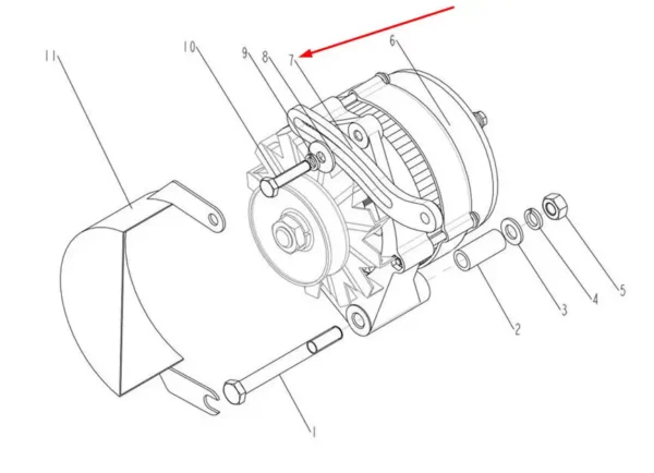 Oryginalny wspornik alternatora o numerze katalogowym 4D32ZT31-53001-1, stosowany w ciągnikach rolniczych marek Arbos i Lovol.-schemat