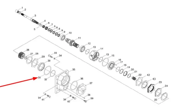 Oryginalny pierścień oring 118 x 2.6 o numerze katalogowym TB1S411010041K, stosowany w ciągnikach rolniczych marek Arbos oraz Lovol.-schemat