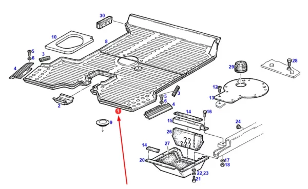 Oryginalna mata podłogowa, o numerze katalogowym 916810060030, stosowana w ciągnikach rolniczych marki Fendt.-schemat