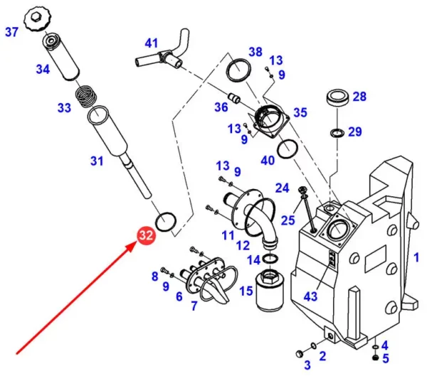 Oryginalny pierścień oring o wymiarach 70 x 4 i numerze katalogowym X548954066000, stosowany w ciągnikach rolniczych marki Fendt.-schemat