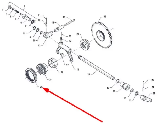 Oryginalne koło zębate synchronizatora o numerze katalogowym P5M37201117, stosowane w ciągnikach rolniczych marki Arbos.-schemat