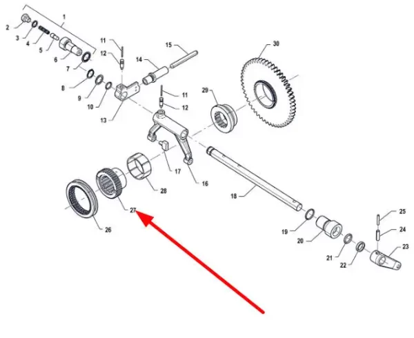 Oryginalne koło zębate synchronizatora o numerze katalogowym P5M37201118, stosowane w ciągnikach rolniczych marki Arbos.-schemat
