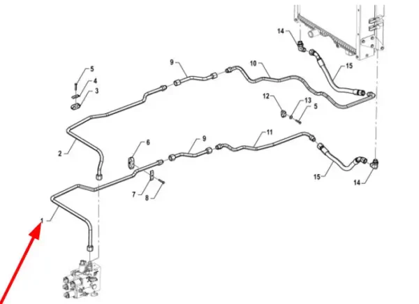 Oryginalny przewód hydrauliczny, o numerze katalogowym P5P13601141, stosowany w ciągnikach rolniczych marki Arbos.-schemat