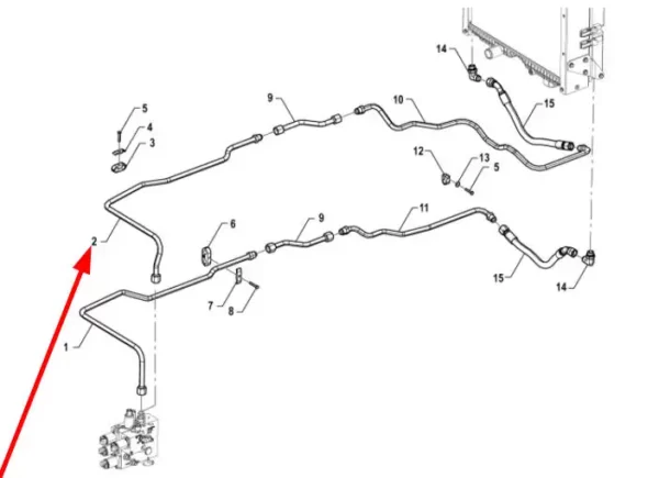 Oryginalny przewód hydrauliczny o numerze katalogowym P5P13601142, stosowany w ciągnikach rolniczych marki Arbos.-schemat