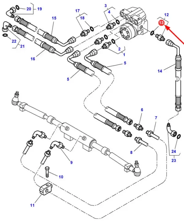 Oryginalny pierścień oring o wymiarach 8 x 1.5 i numerze katalogowym 3011061X1, stosowany w ciągnikach rolniczych marki Massey Ferguson.-schemat