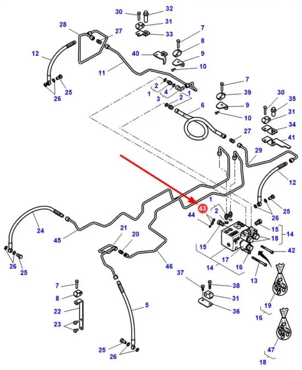 Oryginalny pierścień oring o wymiarach 12 x 2 i numerze katalogowym 3014124X1, stosowany w ciągnikach rolniczych marki Massey Ferguson.-schemat