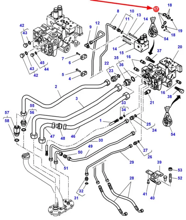 Oryginalny pierścień oring o wymiarach 22 x 3.5 i numerze katalogowym 3014125X1, stosowany w ciągnikach rolniczych marki Massey Ferguson.-schemat