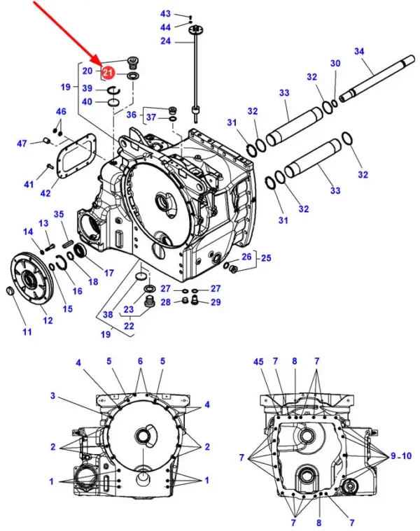 Oryginalny pierścień oring o wymiarach 38.5 x 3 i numerze katalogowym 3014537X1, stosowany w ciągnikach rolniczych marki Massey Ferguson.-schemat