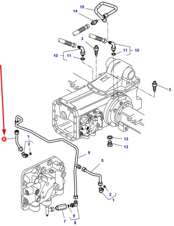 Oryginalny przewód metalowy, o numerze katalgowym 4308188M1, stosowany w ciągnikach rolniczych marki Massey Ferguson.-schemat