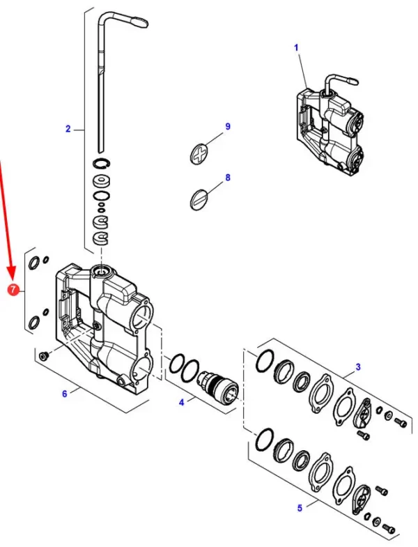 Oryginalny komplet oringów układu hydraulicznego o numerze katalogowym 4308225M11, stosowany w ciągnikach rolniczych marki Massey Ferguson schemat.