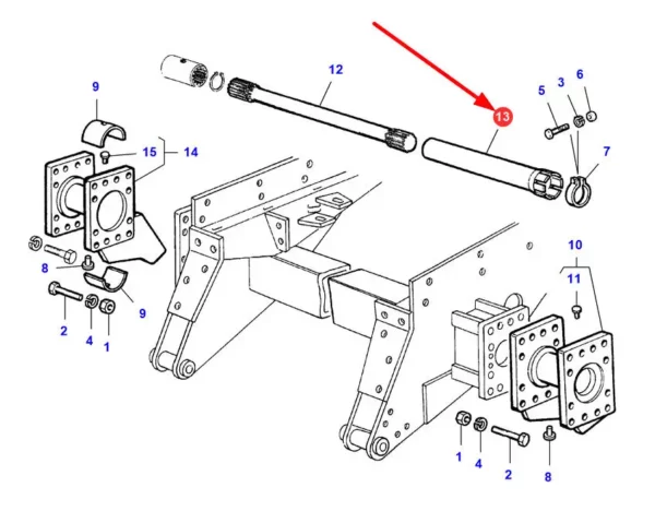 Oryginalna osłona wałka pochodzaca z dekompletacji, o numerze katalogowym MFLA322004650, stosowana w kombajnach zbożowych marek Fendt oraz Massey Ferguson schemat.