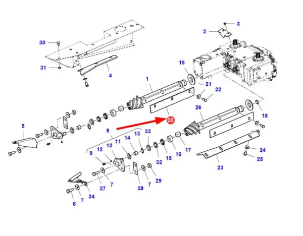 Oryginalny nóż zrywacza kukurydzy L=45cm o numerze katalogowym ACP0280750, stosowany w przystawkach do kukurydzy marek Fendt, Laverda oraz Massey Ferguson schemat.