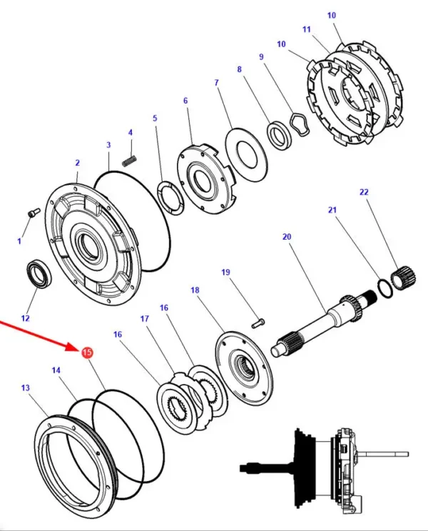 Pierścien oring o wymiarach 221.84 x 3.53 i numerze katalogowym 359130X1, stosowany w ciągnikach rolniczych marek Massey Ferguson oraz Challenger.-schemat