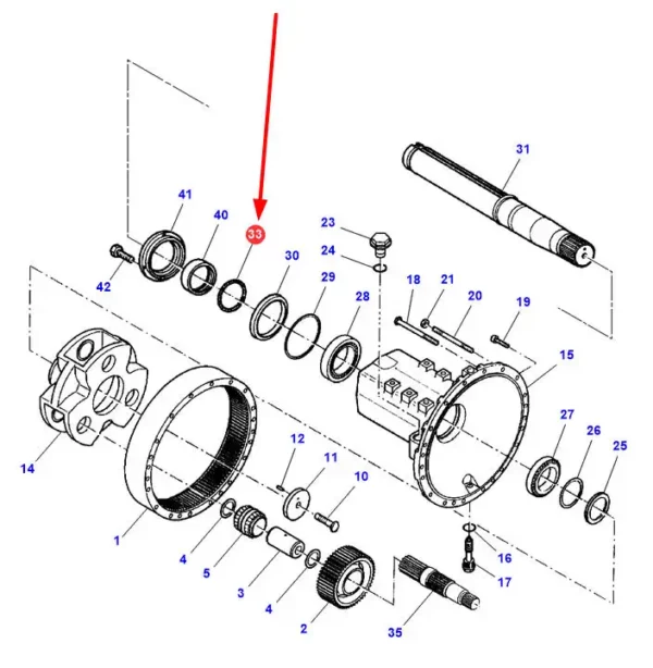 Pierścień oring o wymiarach 120.32 x 2.62 i numerze katalogowym 001051543, stosowany w ciągnikach rolniczych marek Massey Ferguson oraz Fendt.-schemat