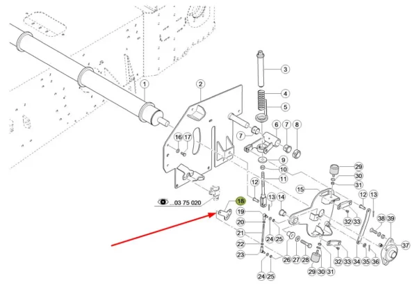 Oryginalna dźwignia potencjometru, o numerze katalogowym 766652.0, stosowana w kombajnach zbożowych marki Claas.-schemat