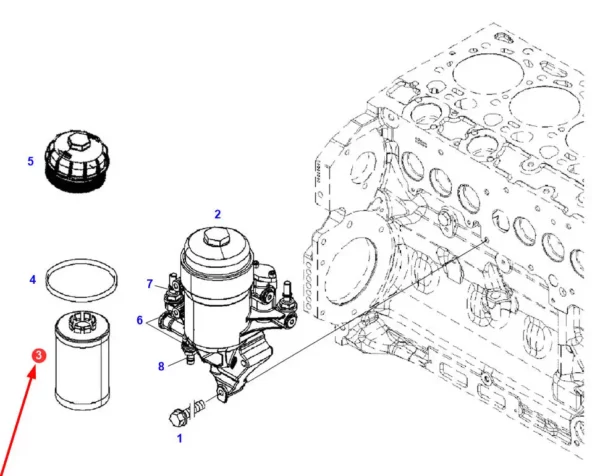 Oryginalny filtr paliwa silnika, o numerze katalogowym F340200060160, stosowany w ciągnikach rolniczych marek Fendt, Deutz-Fahr, Lamborghini oraz Same.-schemat