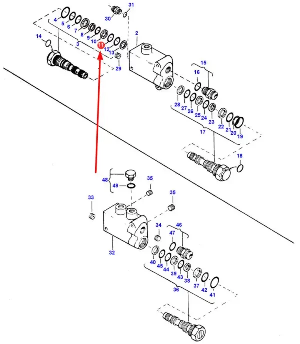 Oryginalny pierścień oring o wymiarach 21 x 1.8 i numerze katalogowym 364184X1, stosowany w ciągnikach rolniczych marki Massey Ferguson.-schemat