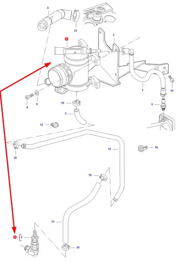 Oryginalny filtr CCV, o numerze katalogowym ACW2280710, stosowany w ciągnikach rolniczych marki Massey Ferguson.-schemat