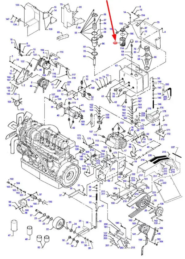 Oryginalny filtr oleju hydrauliki puszkowy o numerze katalogowym D45110081, stosowany w kombajnach zbożowych marki Massey Ferguson.-schemat