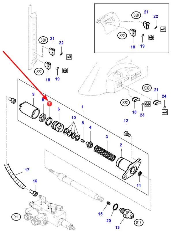 Oryginalny pierścień z tworzywa sztucznego, o wymiarach 26.9 x 30 x 3.9 i numerze katalogowym VKH3771, stosowany w ciągnikach rolniczych marki Massey Ferguson.-schemat