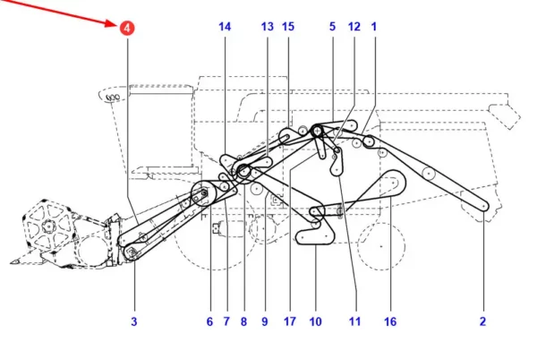 Łańcuch podajnika, o numerze katalogowym 344381280, stosowany w kombajnach zbożowych marek Massey Ferguson, Fendt oraz Laverda.-schemat