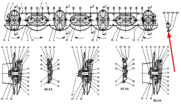 Oryginalna śruba mocowania nożyka o wymiarach M12 x 1.75 x 17 i klasie twardości 12.9, o numerze katalogowym 0.404.7152.00, stosowana w kosiarkach marki Famarol.-schemat