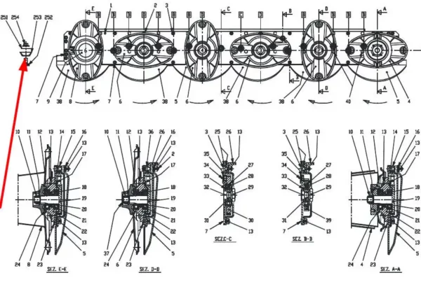 Oryginalna osłona nakrętki zespołu tnącego dysków Comer o numerze katalogowym 5157/001-01-006, stosowana w kosiarkach Alka marki Unia schemat.